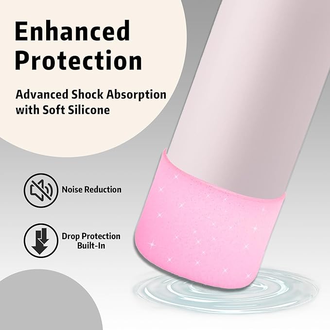 Silicone Boot for Owala 40oz Water Bottle – Anti-Slip Protective Cover, Bottle Boot, Base Cover Compatible with FreeSip, Sleeve for Stainless Steel Tumblers (Glitter Pink, 40OZ)