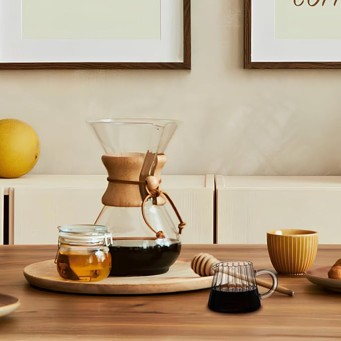 Glass Pitcher Elegant Shaped Glass Creamer Pitcher Tea Coffee Milk Creamer Creative Milk Frothing Frother Cup Jug (200 ml)