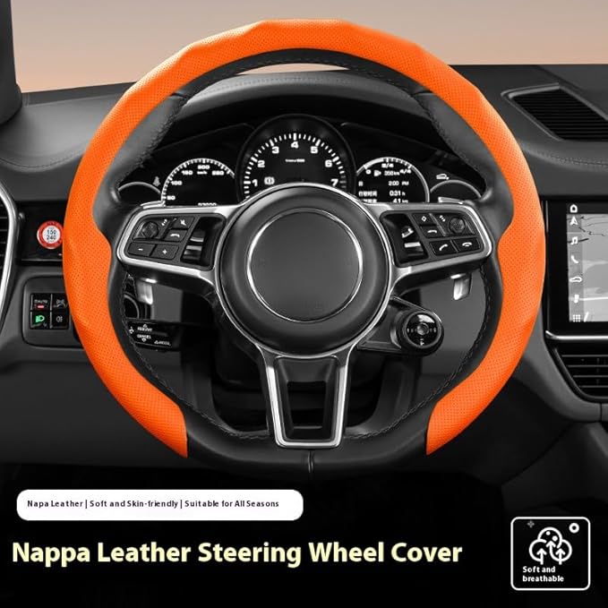 Universal Steering Wheel Cover, D-Type O-Type Design, All Season Car Accessory (Black)