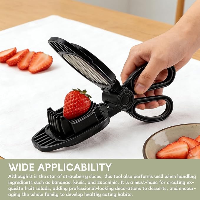Fruit Slicer, Egg Slicer for Hard Boiled Eggs, Multi-Functional Kitchen Gadget for Strawberry, Banana, Kiwi, Hard Boiled Eggs, Cucumber, Sausage - Rapid & Safe Slicing Tool(COLOR:Black)