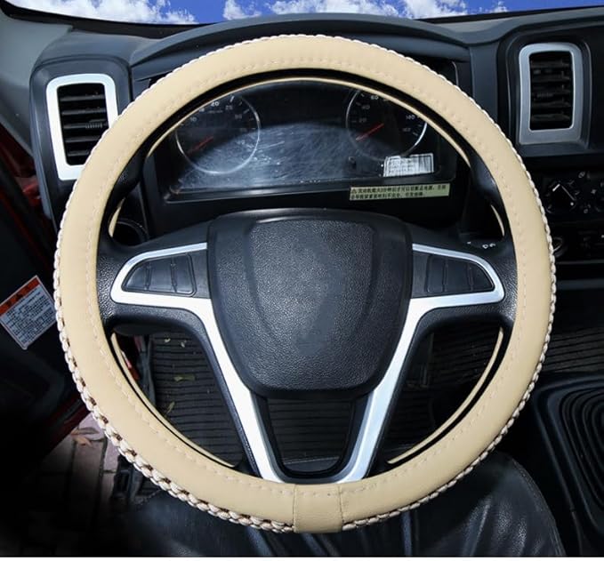15“16”17“18”19“20 Inch Ice Silk Ventilation Multi-Style Comfy Grip Steering Wheel Cover for Truck, Bus, Big Rig Trucker,SUV， Anti-Slip Design 15-20 Inch (White, 18 inch)