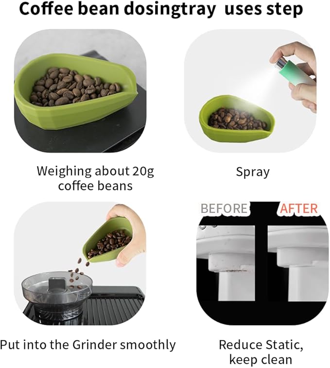 5 Pack Professional Silicone Coffee Bean Dosing Cup, Spray Bottle, WDT Espresso Coffee Stirrer Tool, Bean Spoon, Cleaning Brush，Coffee Bar Accessories for Static Reduction (Black)