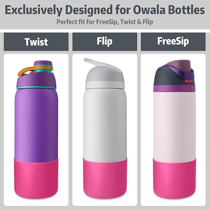 Silicone Boot for Owala 32oz Water Bottle – Anti-Slip Protective Cover, Bottle Boot, Base Cover Compatible with FreeSip, Sleeve for Stainless Steel Tumblers (Rose Red, 32OZ)