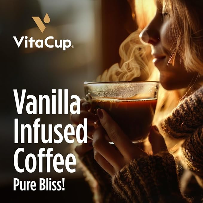 VitaCup Genius Vanilla Keto Coffee Pods w/MCT Oil, Turmeric, B Vitamins, & D3 for Energy & Focus in Single Serve Pod Compatible with K-Cup Brewers Including Keurig 2.0, 16 CT