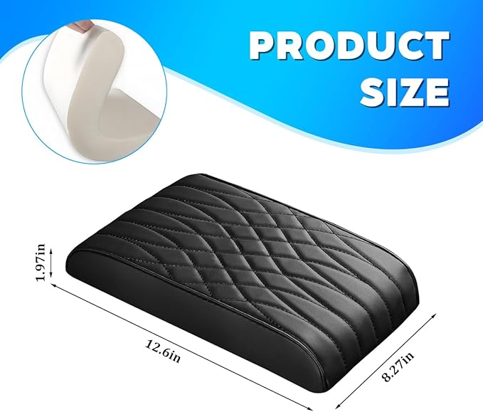 BESULEN Car Center Console Cover, Memory Foam Scratch & Wear Resistant Vehicle Armrest Storage Box Cushion Pad, Auto Interior Middle Console Protector, Universal for Sedan RV Pickup (Black)