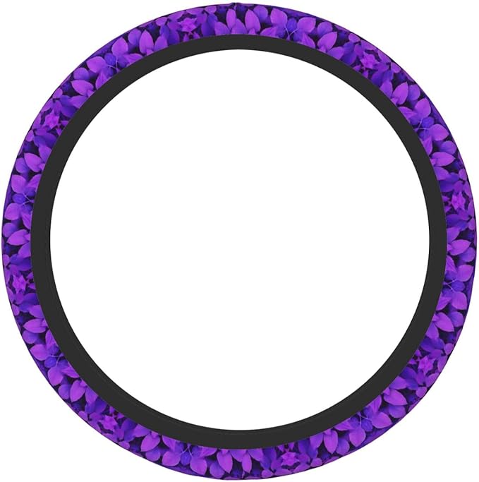 Purple Leaves Car Steering Wheel Cover, 15 Inch Steering Wheel Cover Stylish Decor for Most Cars