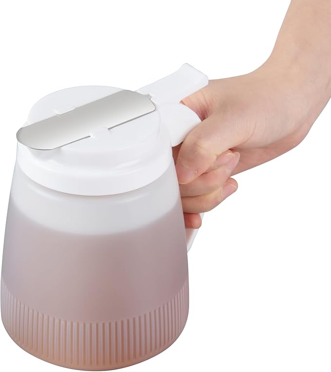 Restaurantware-Chef 101 32 Ounce All Purpose Syrup Dispensers, 10 Honey Dispensers - White Top, Stainless Steel Slide Cover, Plastic Pancake Syrup Bottle, Perfect For Diners, Restaurants, Home