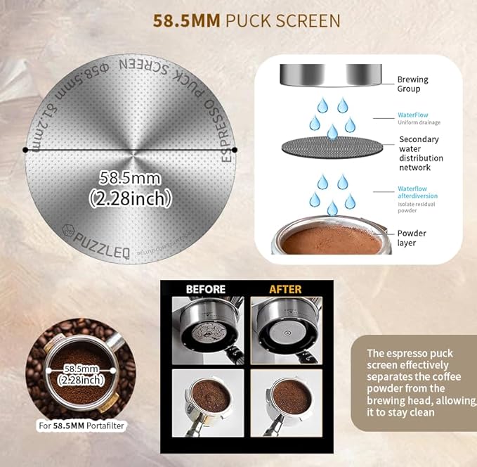 9 Pcs 58mm Espresso Accessories Kit, Spring Loaded Calibrated Tamper,mat，WDT Tool，Dosing Funnel，Puck Screen kit，Basket Removal Tool ，Cleaning ClothSet,Fits 58mm Espresso Coffee Machines(58MM)