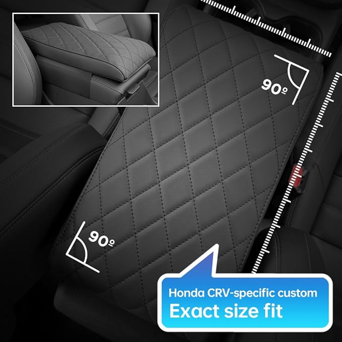 CRV Center Console Cover/Pad Fit 2023 2024 2025 2026,Faux Leather Honda CRV Armrest Mat,Ergonomic Support Cushion,Console Protector,Waterproof Wear-Resistant Scratch-Resistant