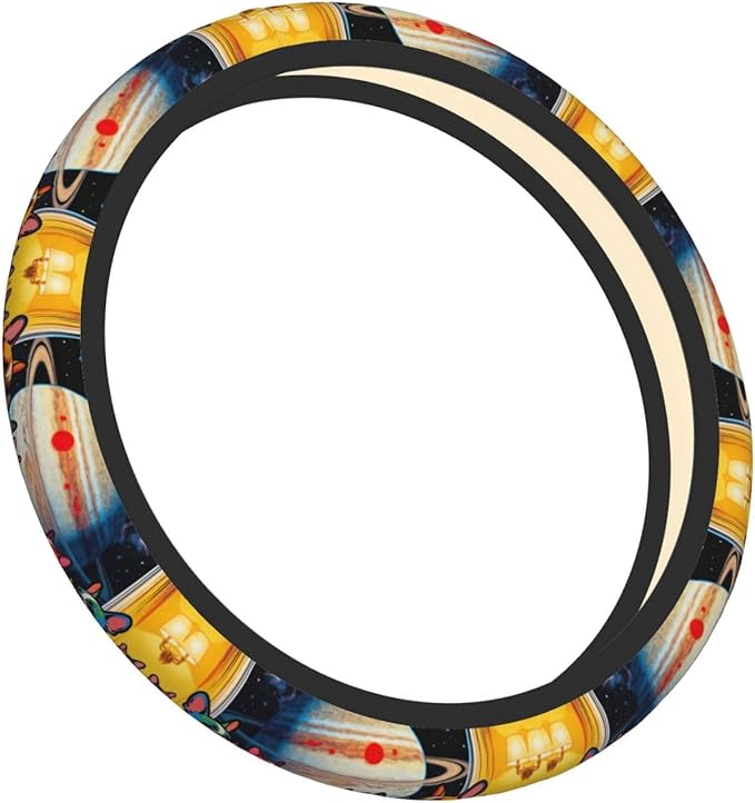 Pit-Bull Print Neoprene Steering Wheel Covers Women Men Car Accessories, Universal 15 Inch Fit Auto, Suvs, Truck