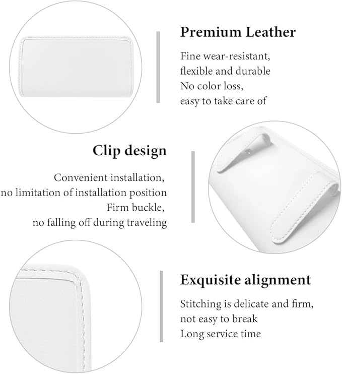 Car Trash Can, Small Leather Foldable Hanging Trash Bag Car Door Organizer, Multi-Function Mini Storage Box Garbage Can for Car Back Seats and Side Door, Car Accessories (White)