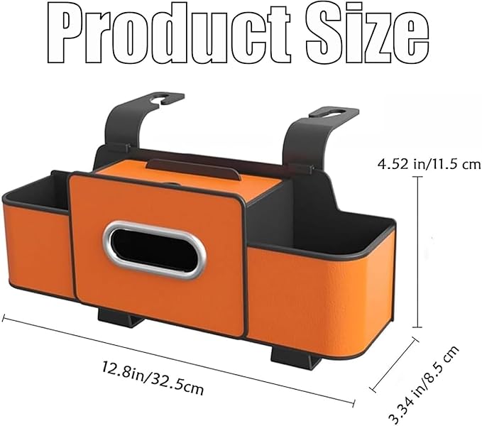 4-in-1 Car Backseat Organizer, Multifunctional Car Seat Back Storage Box with Cup Holder Headrest Hook, Universal Cars Organizer Back Seat for Hold Phone,Snacks, Drinks, Handbag (Orange)