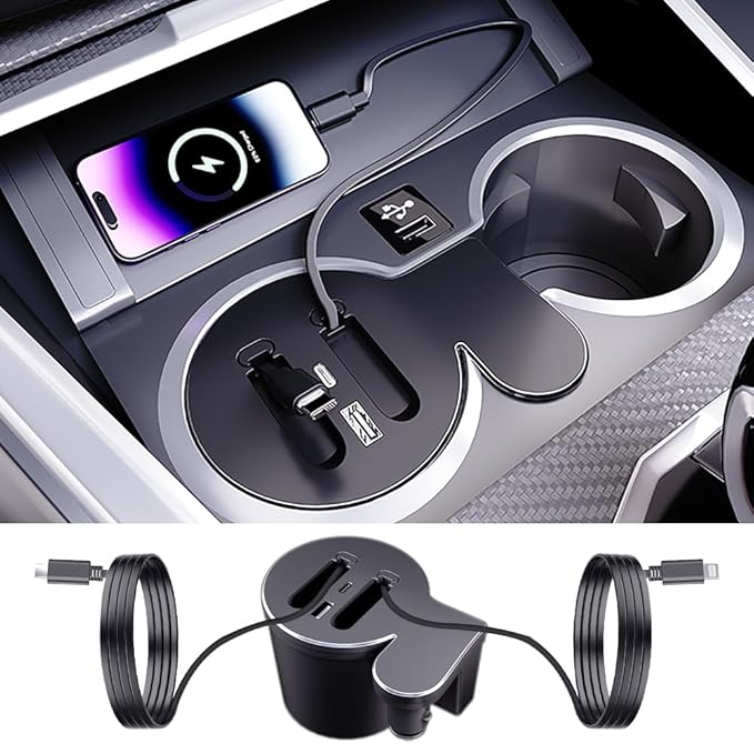 Car USB Hub Docking Station for BMW 3/M3 2019-2026，BMW 4 /M4 2021-2026，I4 2022-2025，2 Series 2022-2026 Type-C Fast Charger Auto Interior Centre Console Accessories Cigarette Lighter Phone Charging