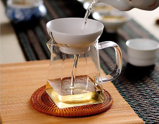 Glass Pitcher with Handle, Milk and Cream Pitcher Cup Jug, Heat Resistant Borosilicate Glass Creamer for Coffee Tea or Maple Syrup Serving, Stovetop & Microwave Safe (18oz/ 550ML)