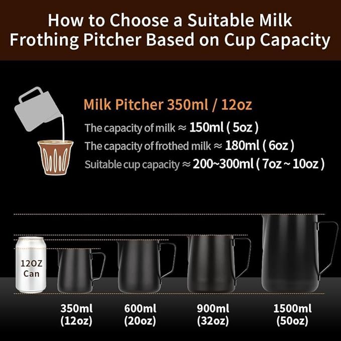 watchget Stainless Steel Milk Frothing Pitcher 12oz/350ml - Espresso Steaming Pitcher for Cappuccino, Latte Art, Coffee Machine Accessories Milk Jug Coffee Frother Cup, Matte Green