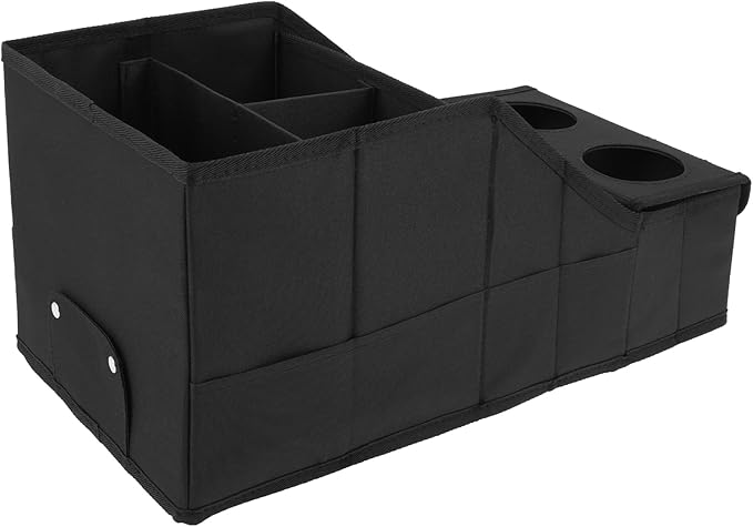 Car Seat Storage Organizer, Car Essentials Back Seats Organizer Between Seats Passenger seat with Cup Holder for Travel Baby Toys Diaper Caddy Bag(black)
