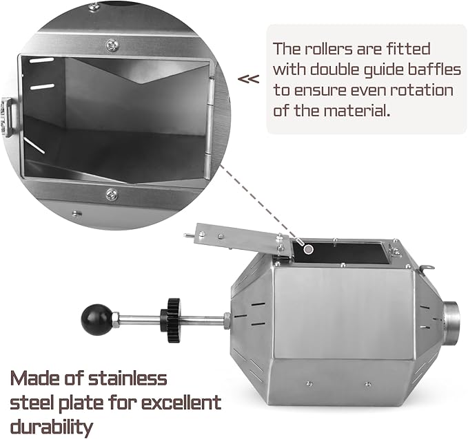 Coffee Bean Roaster with Cooler Gas 3.8L Coffee Bean Baker Drum Type Stainless Steel for Home and Commercial Use