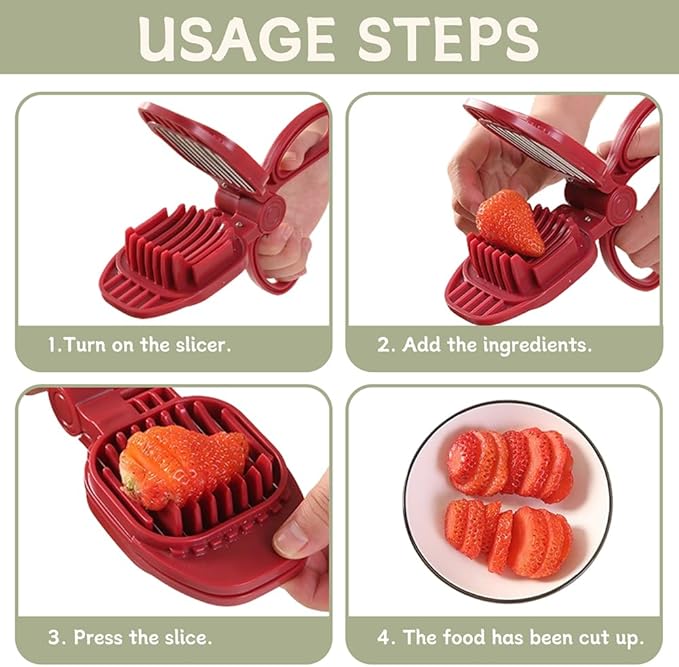 Fruit Slicer, Egg Slicer for Hard Boiled Eggs, Multi-Functional Kitchen Gadget for Strawberry, Banana, Kiwi, Hard Boiled Eggs, Cucumber, Sausage - Rapid & Safe Slicing Tool(COLOR:Red)