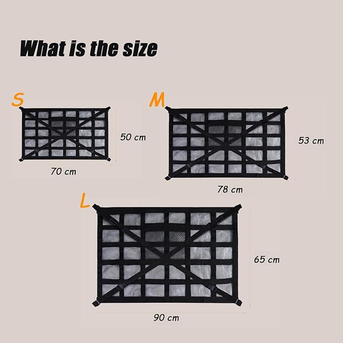Overhead Car Organizer, Compatible with Chevrolet Silverado Pickup Truck 2019-2025 Car Roof Storage Net Universal Car Ceiling Storage for Camping Storage Bag,Black-Medium