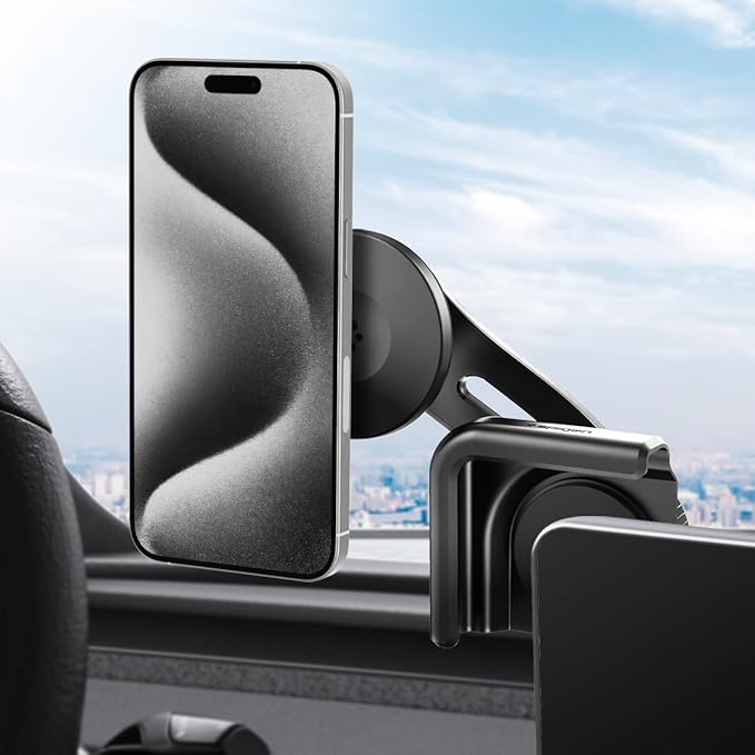 Spigen TapLock Adhesive-Free MagSafe Tesla Phone Mount for Model Y Juniper 2025/26 & Model 3/Y/S/X - for iPhones with MagSafe & Pixelsnap [Not Compatible with Updated 16in QHD Screen]