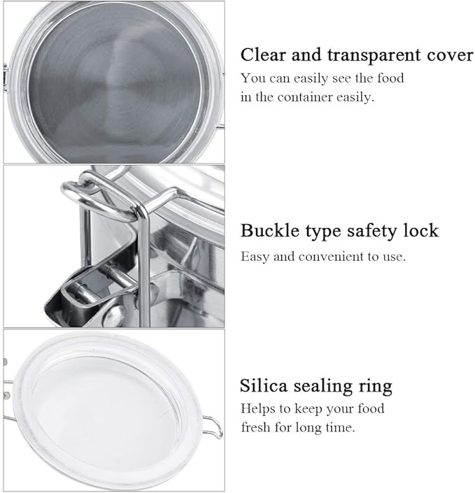 Stainless Steel Coffee Canister, Container Vacuum Sealed Storage Jar with Airtight Clamp Lid for Sugar Tea Bean (Small)