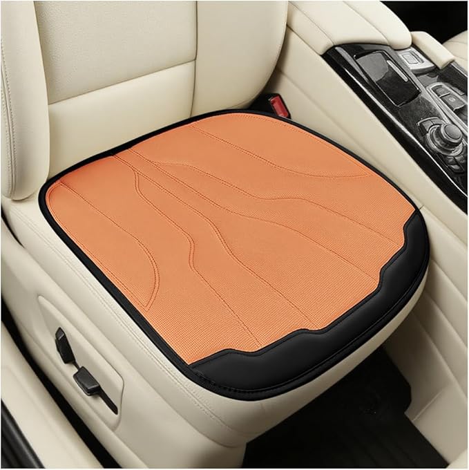 Car Seat Cushion Pad, Comfortable Foam Non-Slip Vehicle Front Seat Bottom Protector for Back Pain Relief, Breathable Automotive Chair Covers, Universal for SUV RV Truck (Orange)