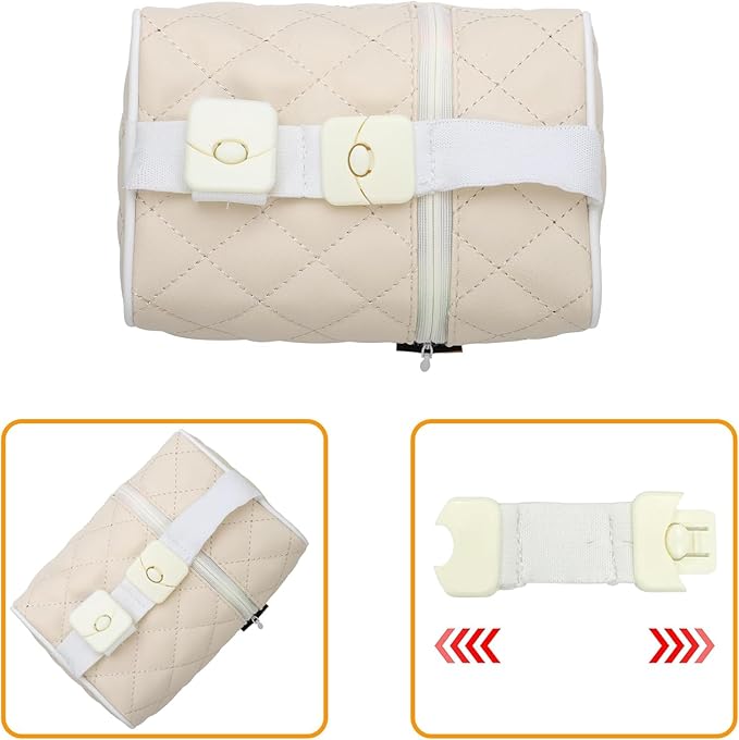 PU Leather Universal Car Tissue Organizer - Sun Visor & Backseat Holder (Beige2)