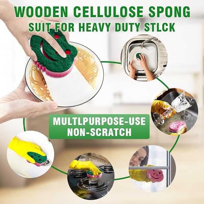 12 Pack Scrub Sponge,Bulk Sponges,Dual-Sided Multi-Functional Premium Cleaning Sponges,Dishwashing Sponge for Heavy Duty Scouring Pads,Bathroom,Dish,Furniture,Kitchen(Frog Shape)