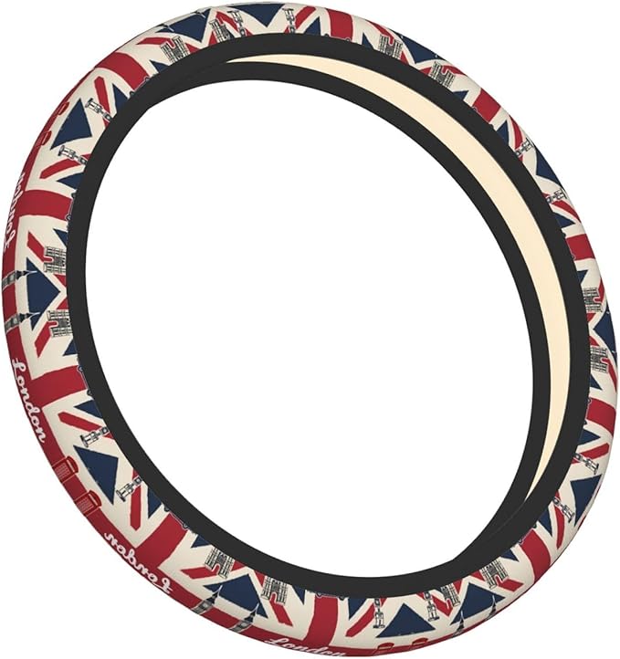 Neoprene Steering Wheel Cover The British Flag Print Car Steering Wheel Cover Universal Fit for Most Cars