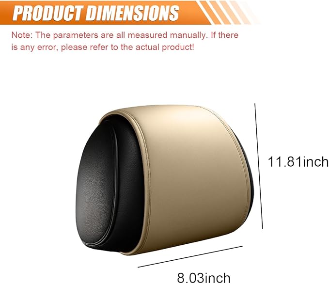 2PCS Car Headrest Covers for Back Seat, Leather Dirt-Proof Car Seat Head Rest Protector with Pocket, All Season Universal Auto Interior Decoration Headrest Organizer for Phone, Key (Beige)