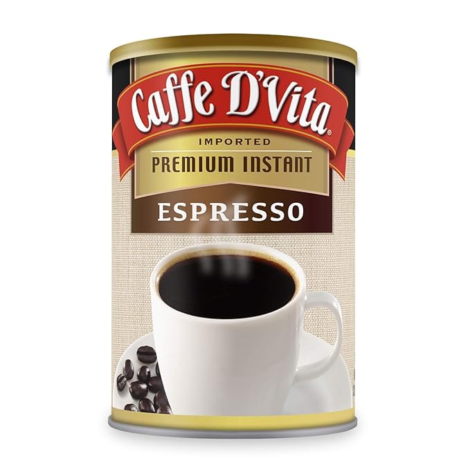 Caffe D'Vita Espresso Coffee - Instant Espresso Coffee Powder, Ground Espresso Beans, Keto, Gluten Free, No Cholesterol, No Trans Fat, Kosher-Dairy Instant Coffee Drinks - 3 Oz Can