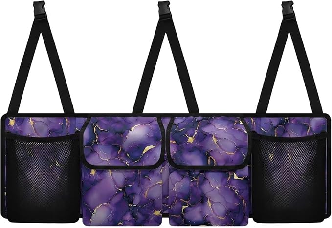 Purple Marble Hanging Trunk Organizer for SUV, Car Organizer, Waterproof Back Seat Organizer for SUV, Car Organizers and Storage with Adjustable Straps, Car Storage Organizer