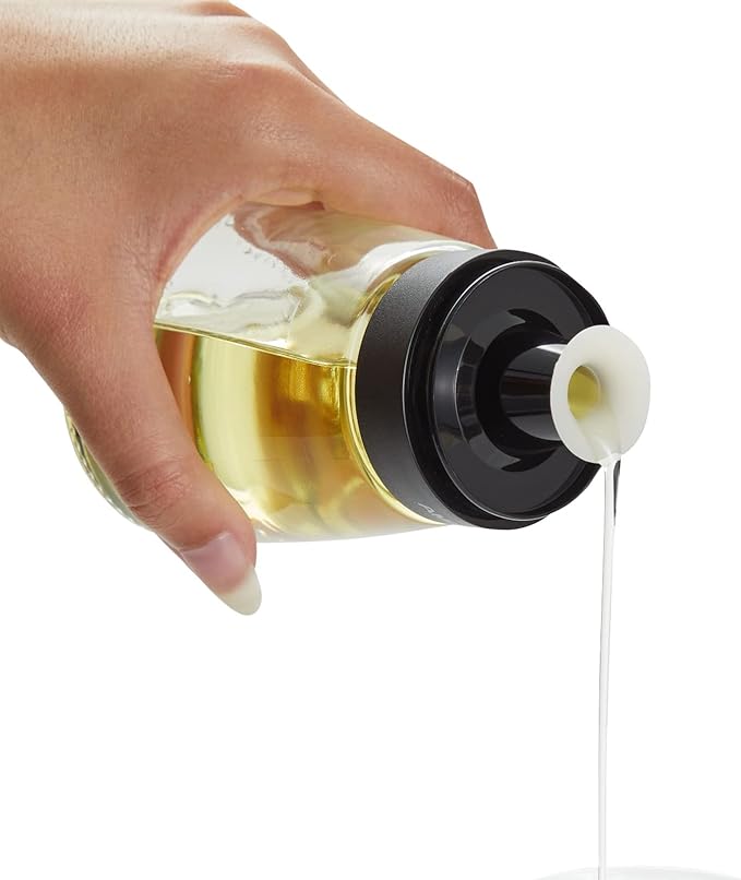 Juvale Glass Oil & Vinegar Dispenser Set - Leak-Proof No-Drip Glass Salad Dressing Bottle & Sauce Bottles - Olive Oil Cruet & Balsamic Vinegar Dispenser - Pack of 2, 5.5 fl oz, Black
