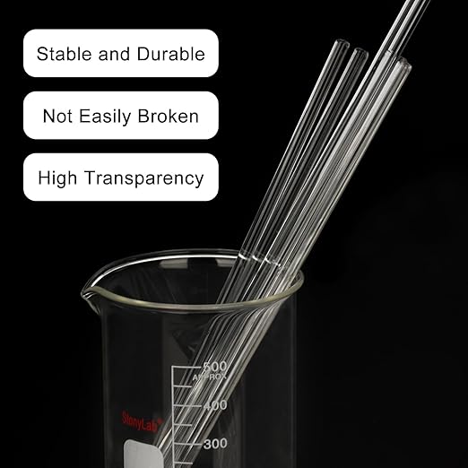 stonylab Glass Stirring Rods, 11.81 Inch Long Borosilicate Glass Rods Stirrers Sticks with Rounded Ends Solid Glass Stick for Lab Kitchen Science, 8-Pack