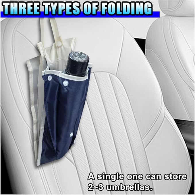 Car Umbrella Storage Cover, 18" x 7" Waterproof Seat Back Hanging Organizer for Long & Short Handled Umbrellas, Foldable Portable Umbrella Storage Bag Accessory Universal for Cars (2PCS)