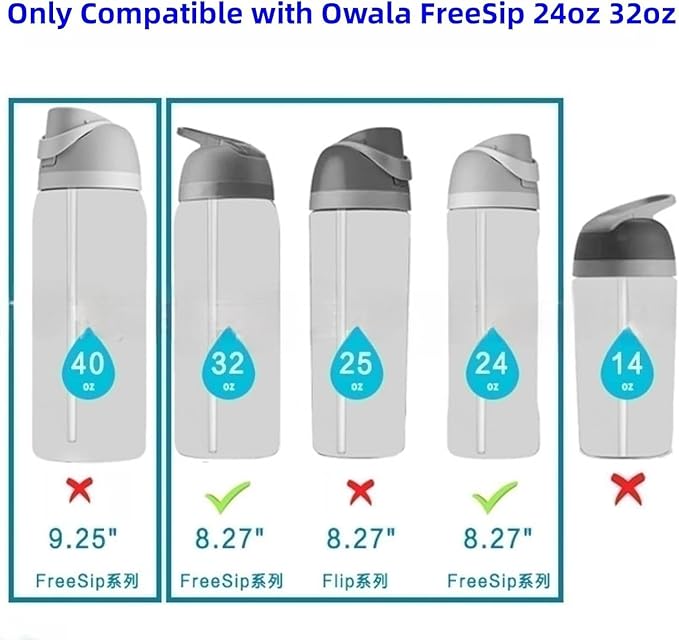 Straw Replacement Compatible for Owala Water Bottle 24 oz 32 oz, Metal Drinking Straw with Cleaner Brush Compatible with Owala FreeSip 24OZ/32OZ, Stainless Steel Straw Accessories Fit for Owala