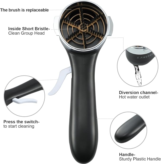 Espresso Coffee Machine Cleaning Brush, 360° Cleaning Push-Up Coffee Maker Brush, Espresso Machine Brush Coffee Cleaning Tool for 2ears 58mm E61, Flair 58, ECM, Rocket, Sanremo, Synesso, Slayer, VBM