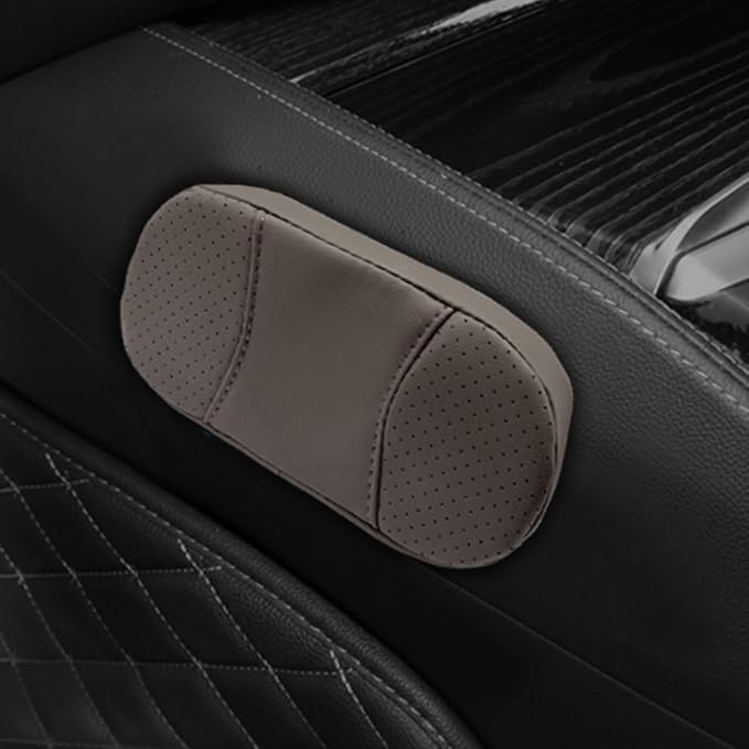 Car Knee Cushion, Leather Memory Foam Auto Center Console Arm Rest Pad, Soft Comfort Car Door Elbow Protective Cushion, Breathable Vehicle Interior Leg Support Pillow for Most Cars (Brown)