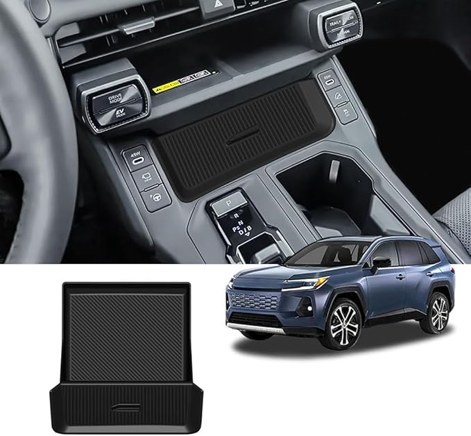 Center Console Organizer for RAV4 2026 Silicone Water Resistant Anti-Slip Under Console Storage Drawer Hidden Storage Small Valuables RAV4 Accessories (Center Console Drawer)