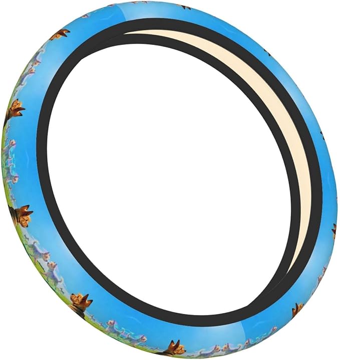 Multi-Color Norwich Terrier Dog Neoprene Steering Wheel Covers Women Men Car Accessories, Universal 15 Inch Fit Auto, Suvs, Truck