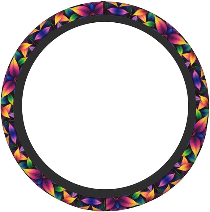 Neoprene Steering Wheel Cover Leaves Pattern Car Steering Wheel Cover Universal Fit for Most Cars