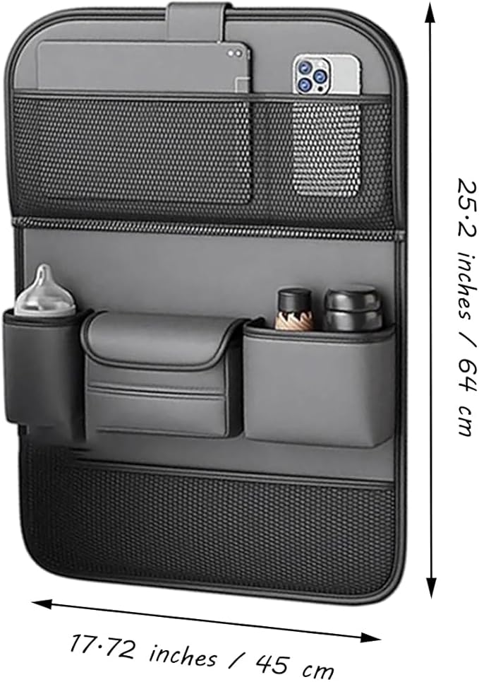 Car Backseat Organizer Storage Bag with Foldable Table Holder Waterproof Protector for Toddlers Kids Adults Business Road Trip Travel Accessories