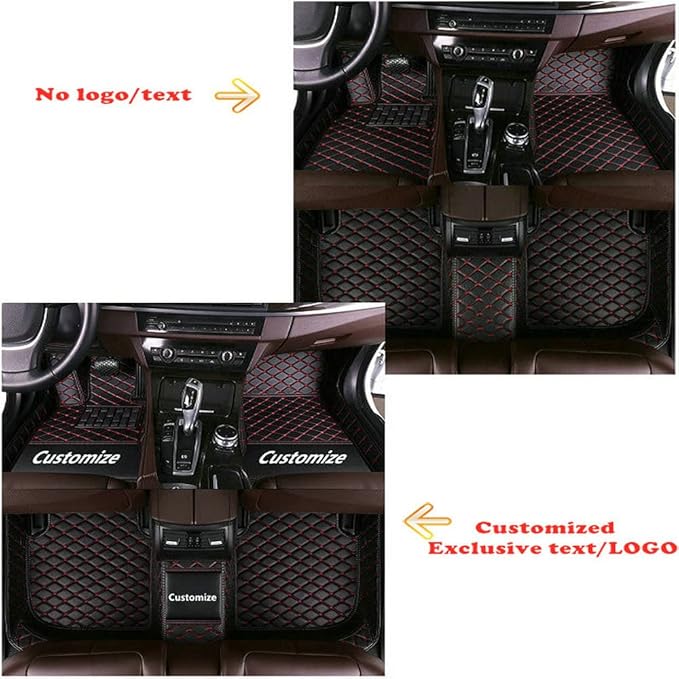 Custom Personalized Floor Mats for Cars - Luxury Full Coverage All Weather Mats, Anti-Slip Leather Mat Set, Fit for 99% of Cars, SUVs & Trucks (Black, A-Diamond)