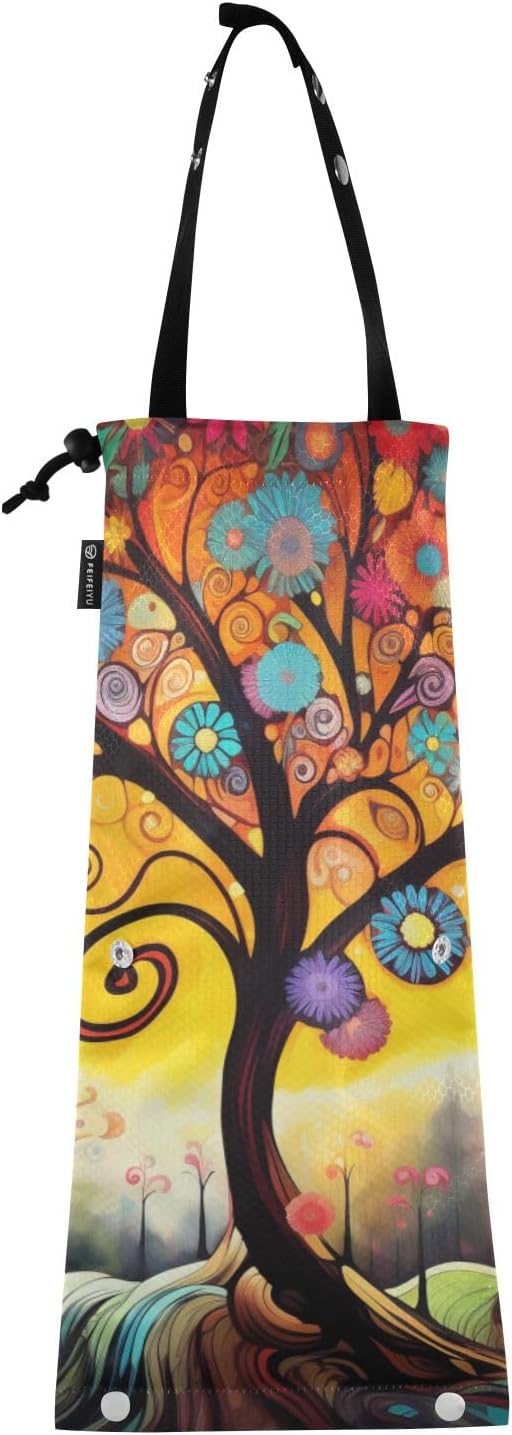 ALAZA Hanging Car Trash Bags Garbage Bag Trash Can for Back Seat Small Tree 3 Washable Storage Bag Retractable 2 Pack