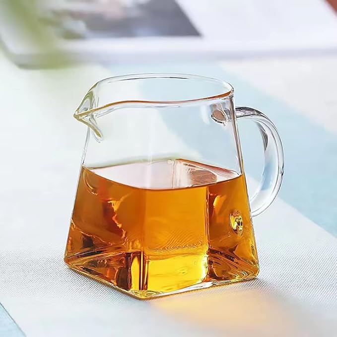 Glass Pitcher with Handle, Milk and Cream Pitcher Cup Jug, Heat Resistant Borosilicate Glass Creamer for Coffee Tea or Maple Syrup Serving, Stovetop & Microwave Safe (12oz/ 350ML)