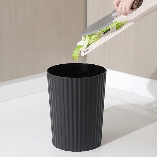 JiatuA Small Trash Can Plastic Wastebasket Round Garbage Container Bin for Bathroom, Kitchen, Bedroom, Home Office, College Dorm, Black 2 Pack