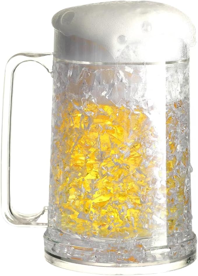 Double Wall Gel Frosty Freezer Ice Mugs Clear 16oz Set of 1 (White), one, BB000