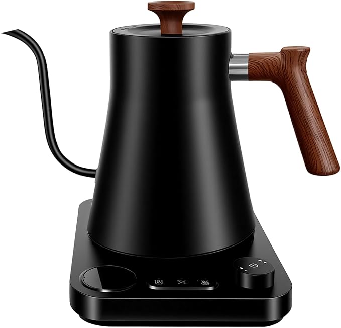 Gooseneck Electric Kettle with Temperature Control, 0.9L Pour Over Coffee Kettle, 1200W Fast Boil, Stainless Steel Interior, Auto Shut-Off & Boil-Dry Protection, for Coffee and Tea (black)