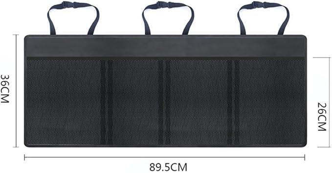 Healifty Backseat Organizer Car Storage Bag Multi Pocket Hanging Cargo Organizer for Emergency Gear Auto Supplies Outdoor Activities Straps Hook Loop Fastener Black