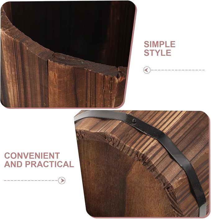 ABOOFAN Wood Umbrella Stand, 42cm Height, Freestanding Umbrella Storage Holder, Multi-Purpose Walking Stick Organizer for Hallway, Entryway, Office